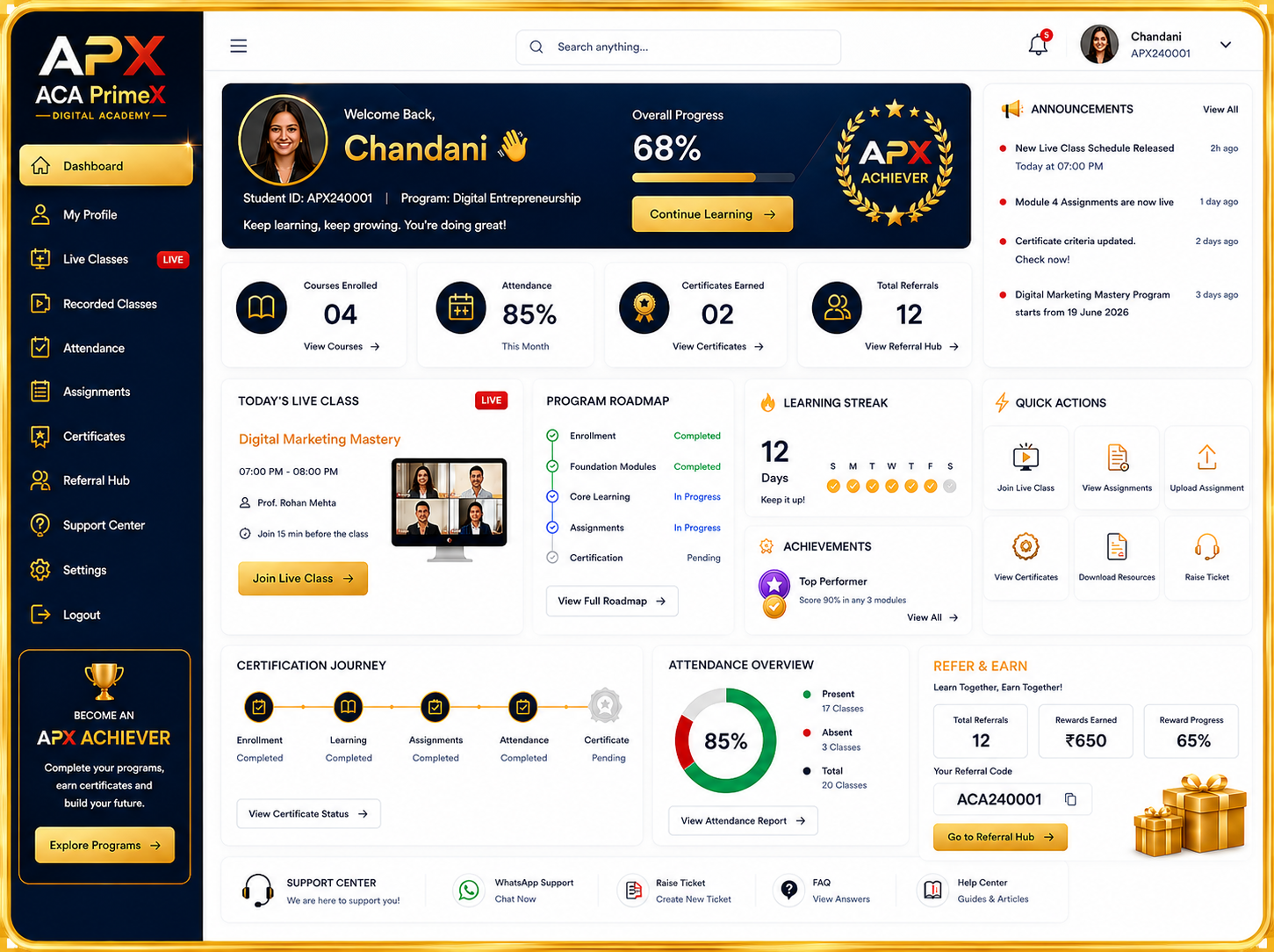 Student Dashboard Preview